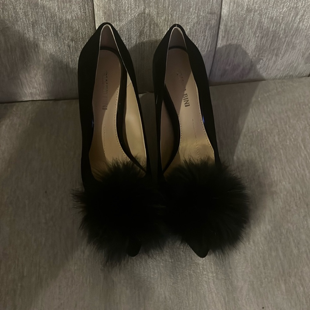 Black suede heels